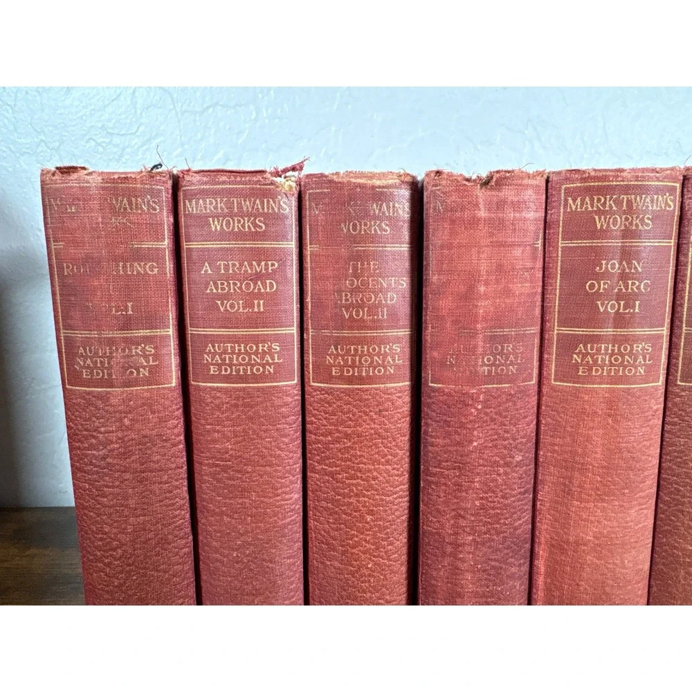 Mark Twain Works Authors National Edition Harpers Red Hardcover 9 Volume Antique